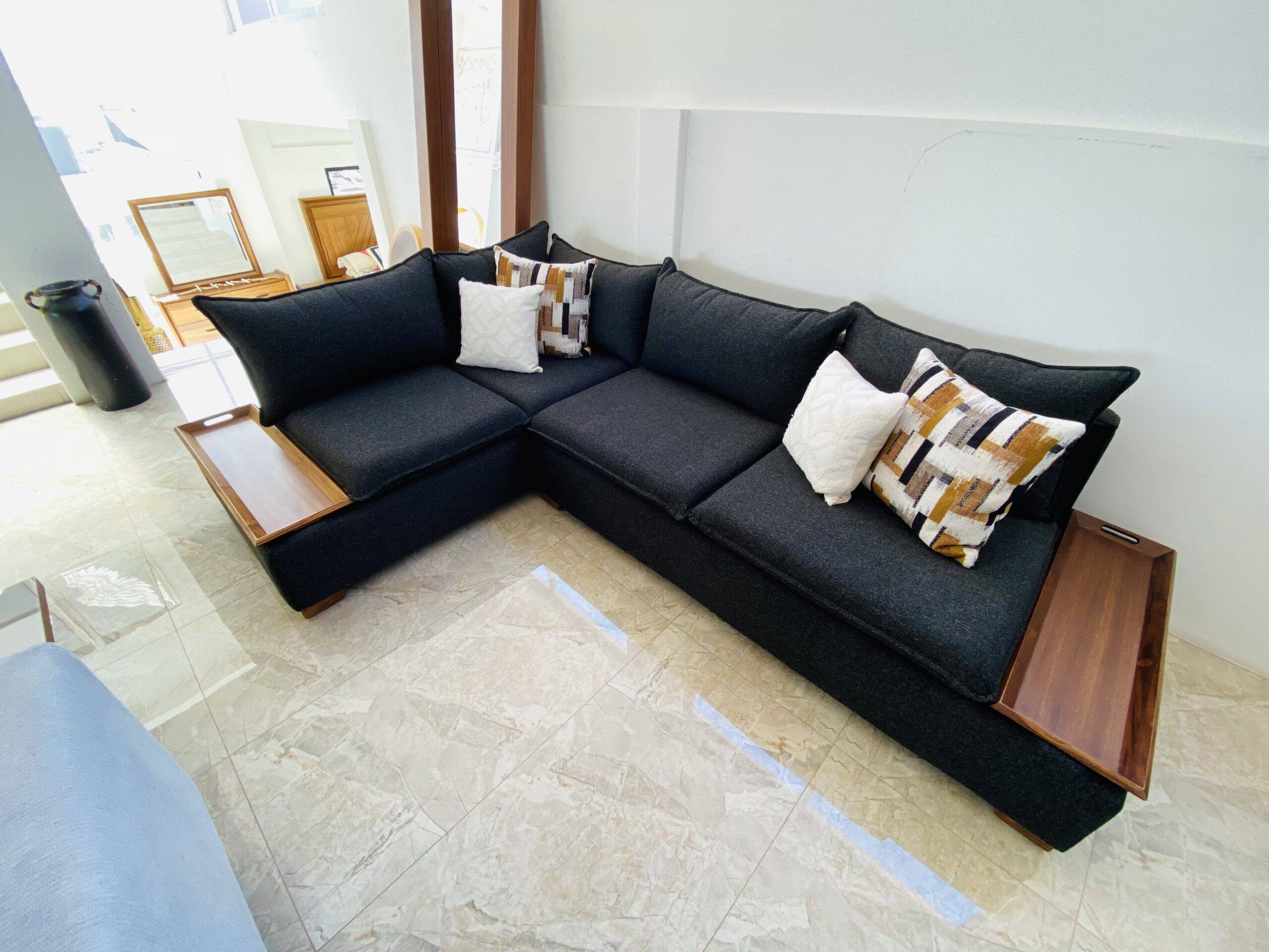 Sala esquinero Kenia Tela Boon Onix