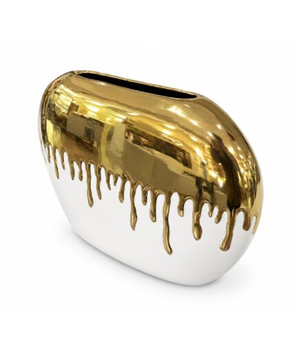 Artesanía Vasija (Blanco con Dorado)