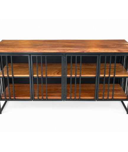 Buffet Reforma - Madera Sólida de Parota (con Respaldo Negro)