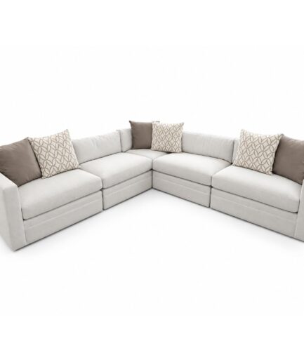 Sala en Escuadra 5420 - Tela Virtue Snow (5 Módulos) - Versión Na