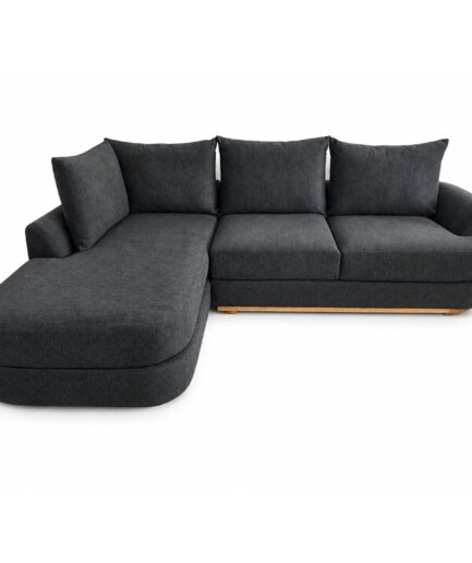 Sala Esquinero Oviedo - Tela Tweed Ebony (2 Módulos) - Versión Izquierda