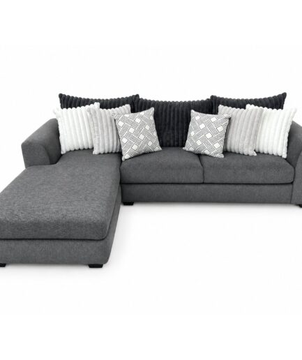 Sala Esquinero Minerva - Tela Airea Stone y Mondo Gun Metal (2 Módulos) - Versión Izquierda.