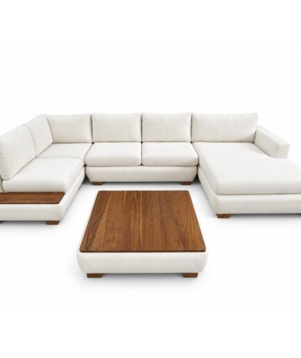 Sala Modular Carolina – Tela Bedford Parchment (5 Módulos) – Versión Derecha
