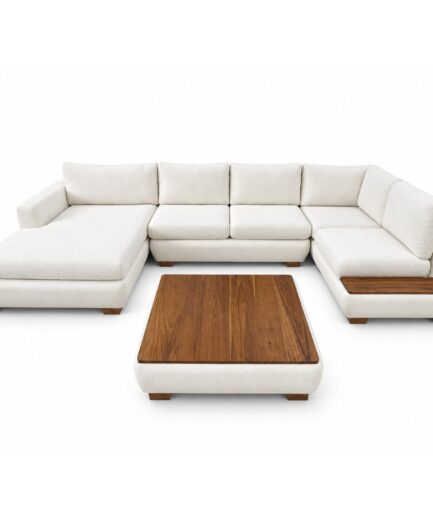 Sala Modular Carolina – Tela Bedford Parchment (5 Módulos) – Versión Izquierda